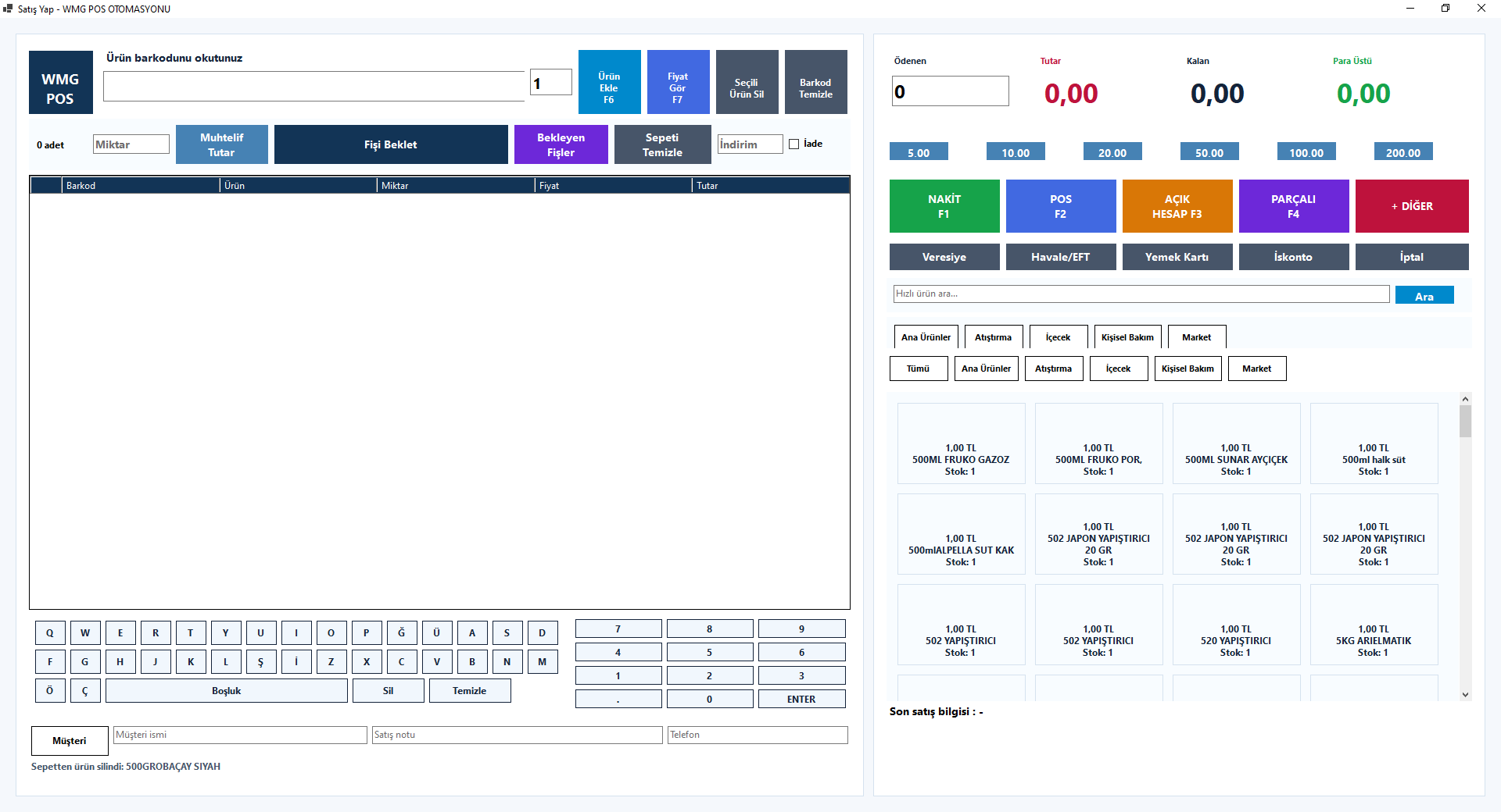 WMG POS Barkodlu Satış ve Market Otomasyon Sistemi